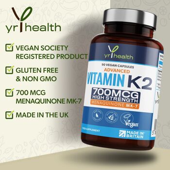 Vitamine K2 MK-7 Force maximale 700mcg - 90 Capsules végétaliennes 2