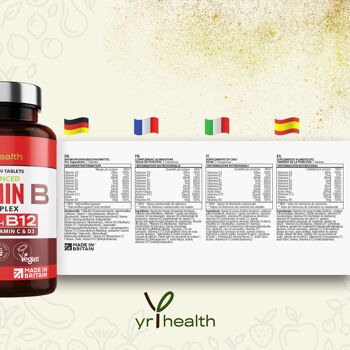 Complexe Vitamine B - 180 Comprimés Vegan 6
