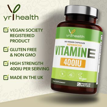 Vitamine E végétalienne 400iu - 90 Capsules végétaliennes 2