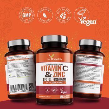 Vitamine C 1300mg & Zinc 40mg - 120 Gélules Vegan 3
