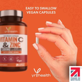 Vitamine C 1300mg & Zinc 40mg - 120 Gélules Vegan 4
