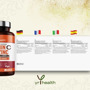 Vitamine C 1300mg & Zinc 40mg - 120 Gélules Vegan 6