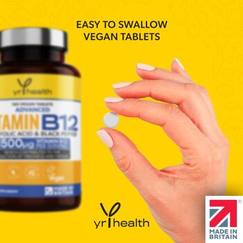 Vitamine B12 avancée avec acide folique et poivre noir - 180 comprimés 5