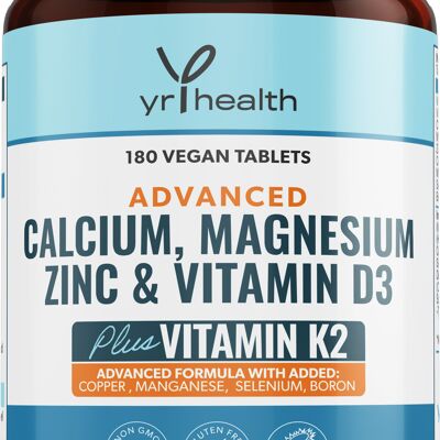 ADVANCED Calcium, Magnesium, Zinc, Vitamin D3 & K2 MK7  - 180 Vegan Tablets