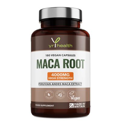 Estratto di radice di maca delle Ande peruviane 4000mg ad alta resistenza - 180 capsule vegane