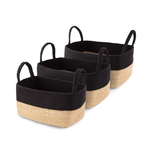 Lot 3 x Panier de rangement, Noir