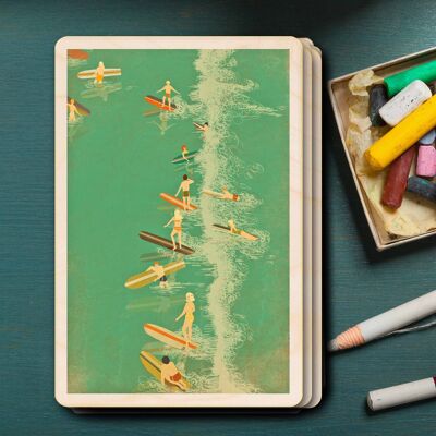 Wooden Postcard BEACH SURF Seaside Card