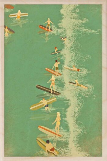 Carte postale en bois BEACH SURF Carte Bord de Mer 2