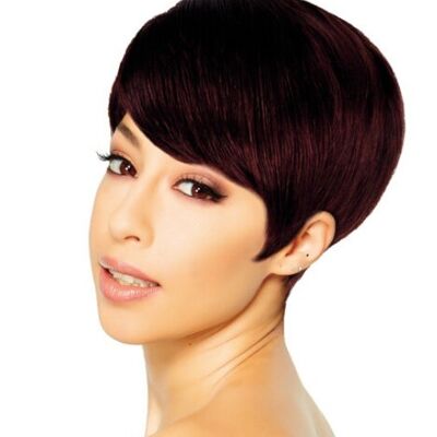 100% human hair smooth cropped style with side parting wig - colour 1b