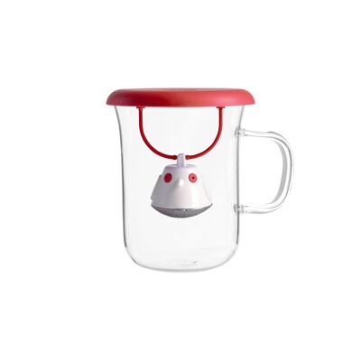 BIRDIE - Tea infuser cup and lid - red