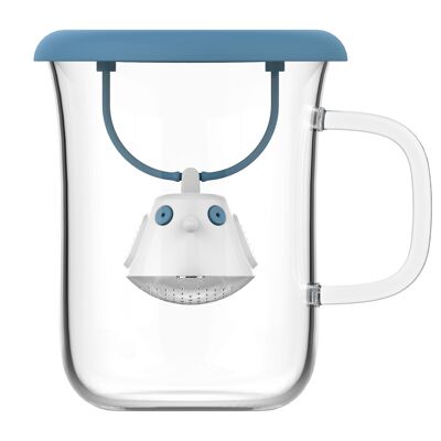BIRDIE - Tea infuser cup and lid - sea blue