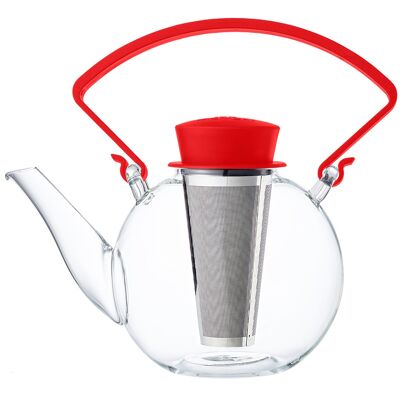 Tea 4 U glass teapot with handle 1L - Red