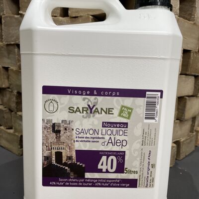 Bidon Savon liquide tradition Alep 40% Huile de baie de Laurier 5 litres