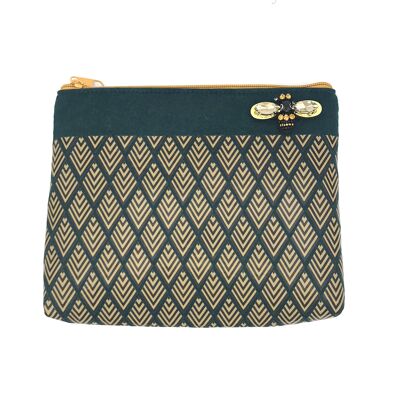 Deco printed pouch in teal
