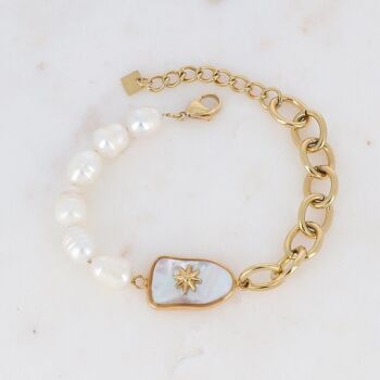 Bracelet Vinciane doré et perles d'eau douce 4