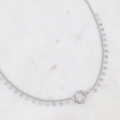 Lobster hook and rhodium stars necklace