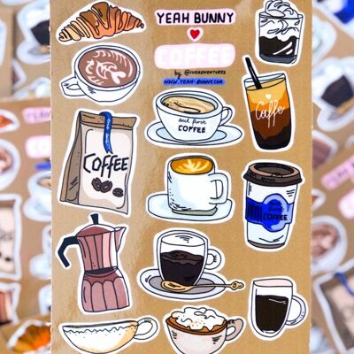 Kaffee - Stickerbogen