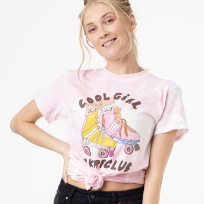 Cool Girl - Roller Skates - Tie Dye - Tshirt - PINK