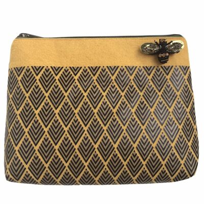Deco printed pouch in mustard