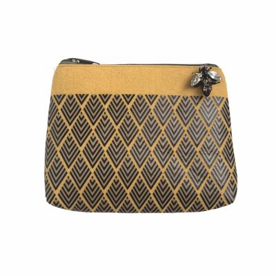 Deco printed pouch in mustard - small