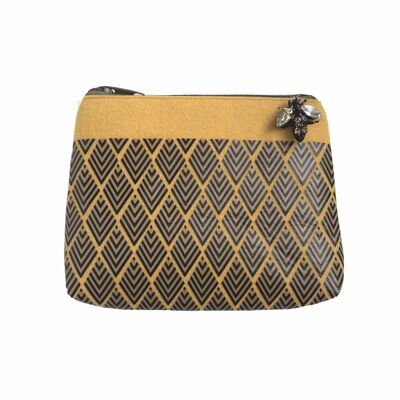 Deco printed pouch in mustard - small