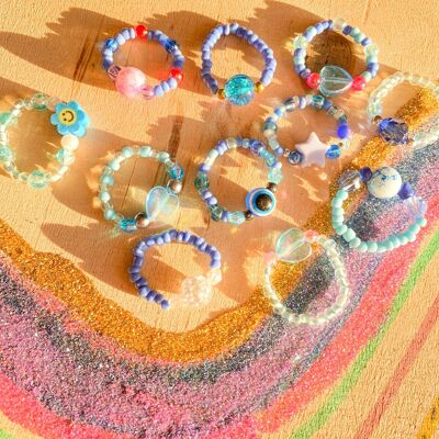 Happy Ring - Lucky Beads :) BLEU