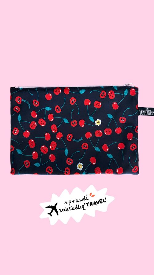 Makeup Bag - Big Pouch - Black Cherries