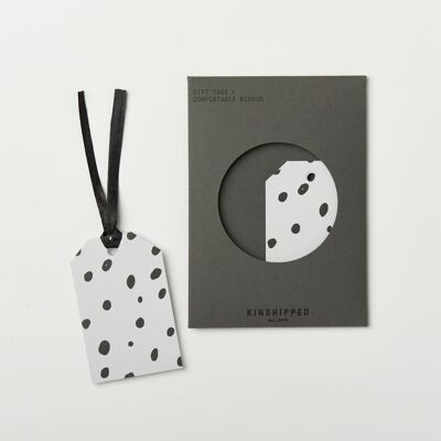 Black Dot Gift Tag - Black Ribbon (10)
