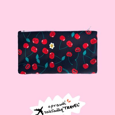 Trousse à Maquillage - Petite Pochette - Cerises Noires