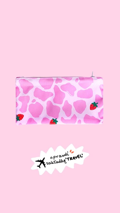 Makeup Bag - Small Pouch -  Strawberry Cow