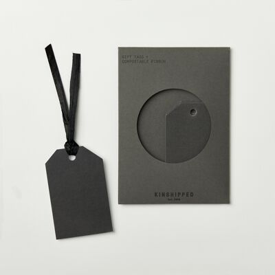 Charcoal Gift Tag - Black Ribbon (10)