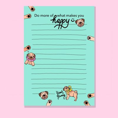 Notepad - Mint Pugs