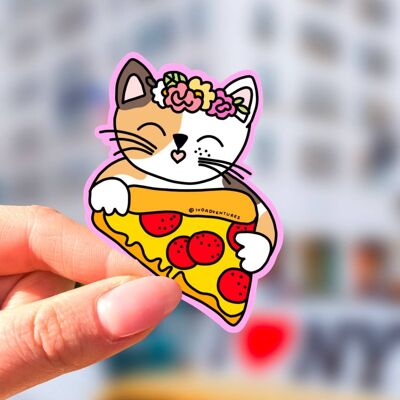 Etiqueta engomada - Kitty Pizza