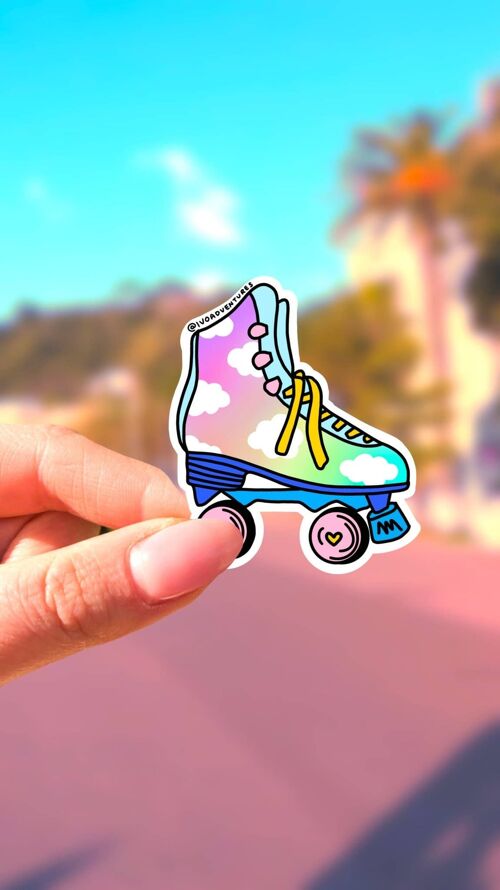 Sticker Kawaii Skates Clouds