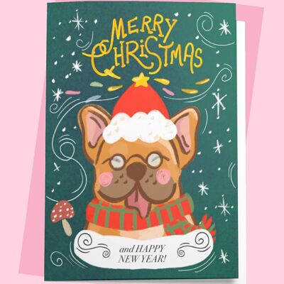 Xmas Card - Frenchie Santa