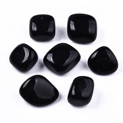 Rocas Sattva | Piedra rodante de obsidiana negra (1 pieza) en bolsa de regalo de terciopelo