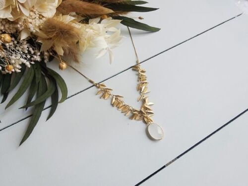 Collier Feuille blanc