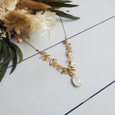 Collier Feuille blanc