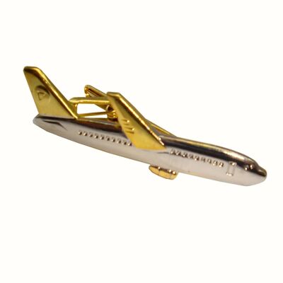 Pasador de corbata de avión - Plata y oro