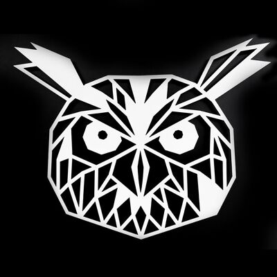 Hibou en bois • Blanc • Grand • 410 x 380 mm