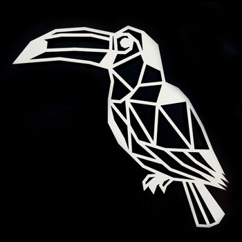 Toucan en bois • Blanc • Moyen • 285 x 280 mm