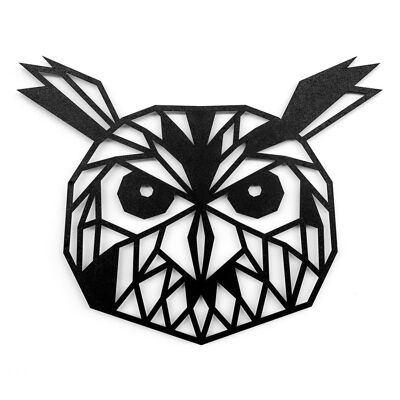 Hibou en bois • Noir • Très grand • 590 x 470 mm
