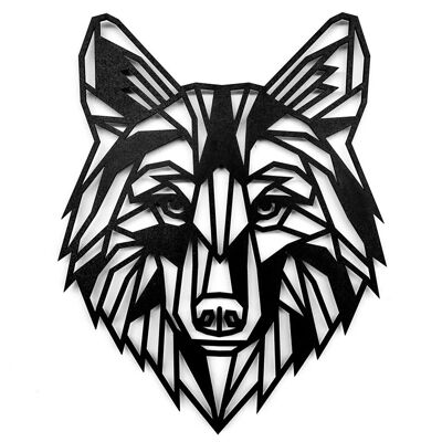 Loup en bois • Noir • Grand • 470 x 370 mm