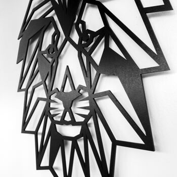 Lion en bois • Noir • Petit • 210 x 180 mm 2