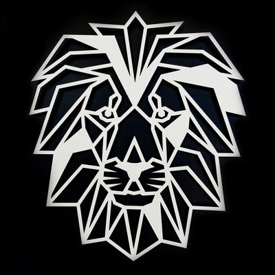 Lion en bois • Blanc • Petit • 210 x 180 mm