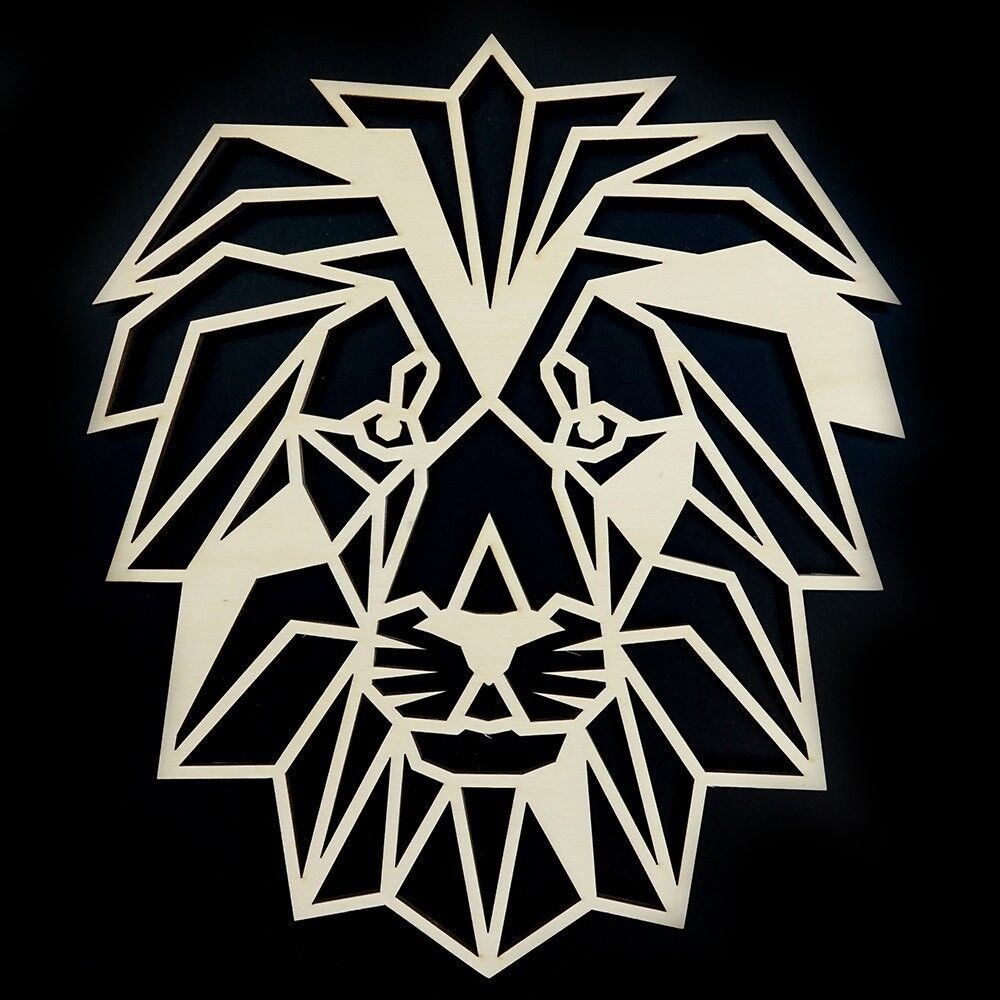 Lion en bois • Peuplier • Moyen • 325 x 280 mm