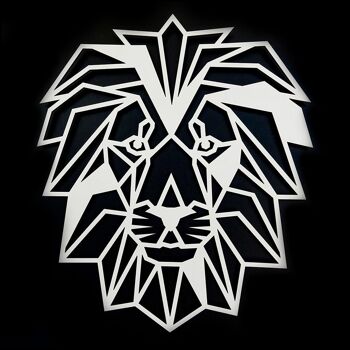 Lion en bois • Blanc • Méga • 680 x 590 mm