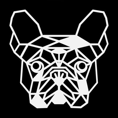 Französische Bulldogge aus Holz • Weiß • Klein • 180 x 180 mm