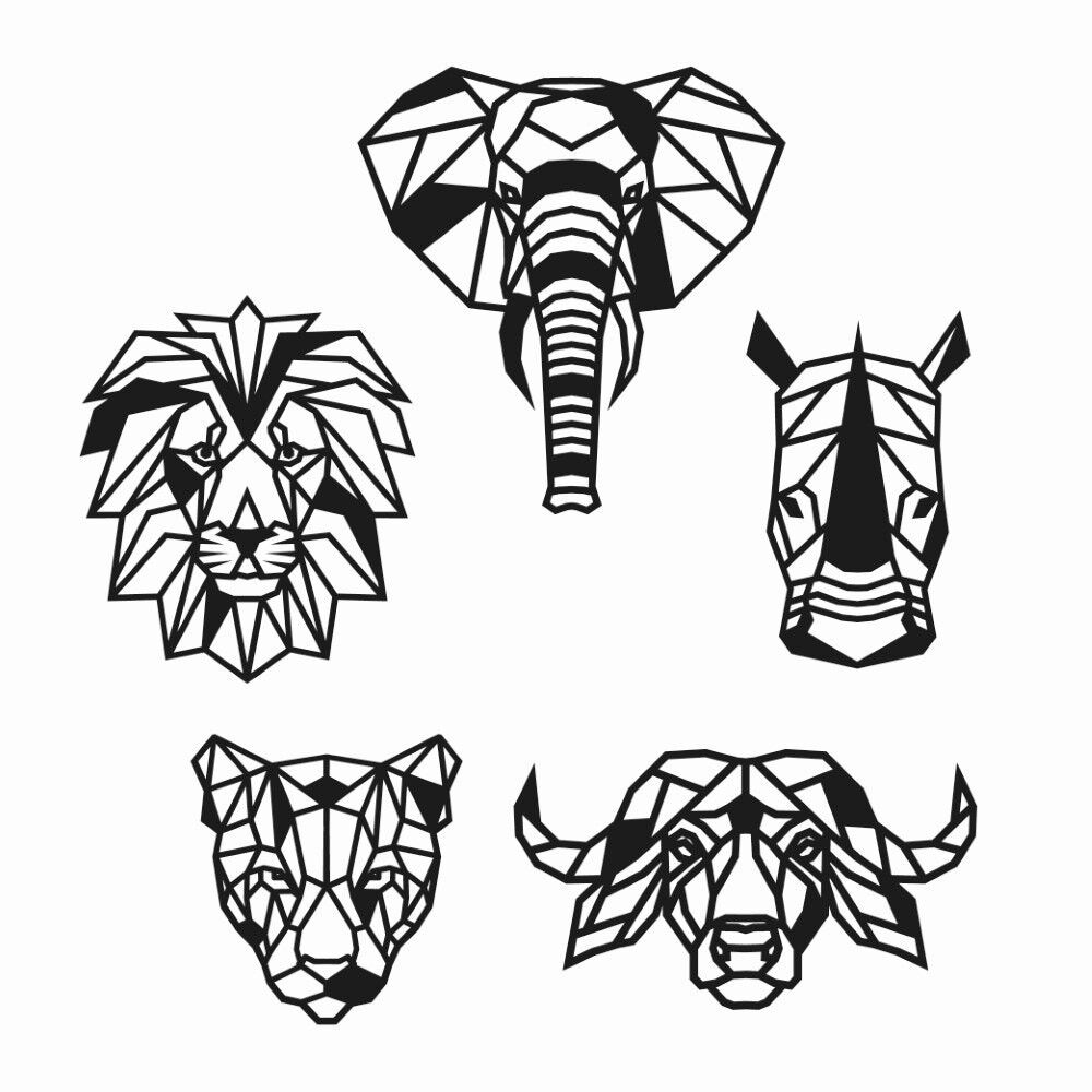 The Big 5 • Schwarz • Groß 395 x 455 mm