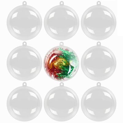 48 palline di Natale riempibili in plastica trasparente - 6 cm